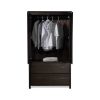 Brown Espresso Solid Wood Bedroom Armoire Wardrobe Cabinet with Hanging Bar