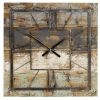 Square 27.5-inch Wood and Metal Wall Clock Industrial Style