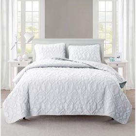 Queen size Coastal Beach Seashells Starfish Sea Horse White 3-Piece Quilt Set