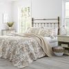 Full/Queen 3 Piece Bed-in-a-Bag Bohemian Tan Beige Floral Cotton Quilt Set