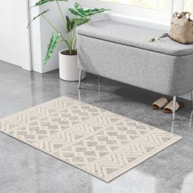 2-ft. x 3-ft. Hand Woven Wool Blend Grey Beige Ivory Persian Style Area Rug