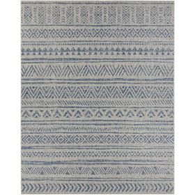 2 ft. x 3 ft. Blue Grey Chevron Coastal Boho Style Indoor Outdoor Area Rug