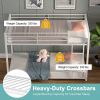 Twin over Twin Low Profile Modern Bunk Bed Frame in White Metal Finish