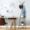 Modern Coat Rack with Matte Black Metal Frame and 2 Shelves