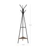 Modern Coat Rack with Matte Black Metal Frame and 2 Shelves