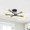 Mid-Century Sputnik Style 6-Light Black Gold Ceiling Light - Semi Flush Mount