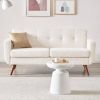 Modern Mid-Century Beige Cotton Polyester Upholstered Sofa Loveseat