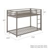 Twin over Twin size Modern Low Height Silver Grey Metal Bunk Bed