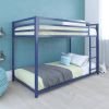 Twin over Twin size Modern Low Height Blue Metal Bunk Bed