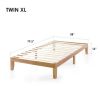 Twin XL size Solid Wood Platform Bed Frame in Natural Wooden Finish