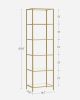 Narrow Glass Shelf Bookcase Bedroom Living Office Bath Storage Unit in Gold