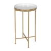 Gold Metal Round Nightstand End Table with Removable White Tray Top