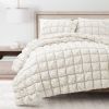 Full/Queen Soft Lightweight Puff Textured 3-Piece Comforter Set in Off White