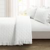 Full/Queen Lightweight White Ruffle Reversible Oversized 3 Piece Quilt Set