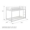 Twin over Twin size Modern Low Height White Metal Bunk Bed