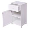 White Wood Bathroom Storage Floor Cabinet with Water Resistant Finish