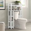 White Solid Wood Over-the-Toilet Bathroom Storage Shelving Unit