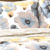 Full/Queen White Yellow Grey Flowers Lightweight Polyester Microfiber Quilt Set