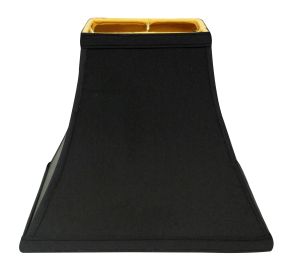 Slant Square Bell Hardback Lampshade with Washer Fitter, Black (with gold lining)