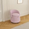 Multi-functional stool 23 inches movable storage, pink teddy fleece everywhere in the bedroom and living room