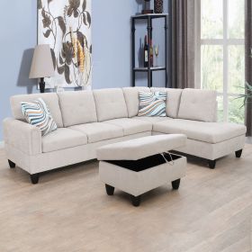 Grey White Flannel Living Room Sofa