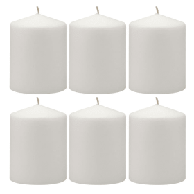 Stonebriar 3" x 4" Unscented 1-Wick White Pillar Candles, 6 Pack