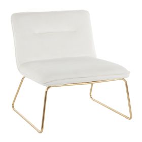 Casper Contemporary Accent Chair in Gold Metal and Cream Velvet by LumiSource