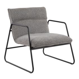 Casper Industrial Arm Chair in Black Steel and Grey Noise Fabric by LumiSource