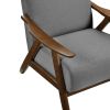 Modern Accent Chair 1pc Gray High-Back Chair Cushion Seat and Back Walnut Finish Solid Wood Living Room Furniture