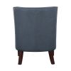 Classic Living Room 1pc Accent Chair Button Tufted Blue Fabric Upholstery Solid Wood Furniture Reversible Seat Cushion