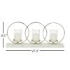 DecMode 3 Holder White Aluminum Pillar Candelabra with Aluminum Accents