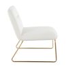 Casper Contemporary Accent Chair in Gold Metal and Cream Velvet by LumiSource