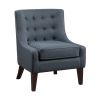 Classic Living Room 1pc Accent Chair Button Tufted Blue Fabric Upholstery Solid Wood Furniture Reversible Seat Cushion