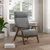 Modern Accent Chair 1pc Gray High-Back Chair Cushion Seat and Back Walnut Finish Solid Wood Living Room Furniture