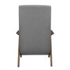 Modern Accent Chair 1pc Gray High-Back Chair Cushion Seat and Back Walnut Finish Solid Wood Living Room Furniture