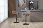 COOLMORE Swivel Bar Stools Set of 2 Adjustable Counter Height Chairs with Footrest for Kitchen, Dining Room 2PC/SET