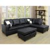 Black Faux Leather 3-Piece Couch Living Room Sofa Set B