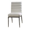 White Leatherette Metal frame 2pcs Side Chairs, Dining Room Furniture Plush Cushion Padded Seat Dining Chair Contemporary Style