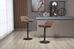 COOLMORE Swivel Bar Stools Set of 2 Adjustable Counter Height Chairs with Footrest for Kitchen, Dining Room 2PC/SET