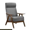 Modern Accent Chair 1pc Gray High-Back Chair Cushion Seat and Back Walnut Finish Solid Wood Living Room Furniture