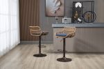 COOLMORE Swivel Bar Stools Set of 2 Adjustable Counter Height Chairs with Footrest for Kitchen, Dining Room 2PC/SET