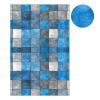 Blue Plaid Stained Glass Window Film Church Frosted Window Film Translucent No Glue Static Decal,15x47 inch