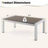 Modern Rectangular Patio Coffee Table with Plastic Wood Tabletop and Rustproof Aluminum Frame