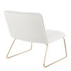 Casper Contemporary Accent Chair in Gold Metal and Cream Velvet by LumiSource