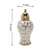 Regal White and Gold Ceramic Decorative Ginger Jar