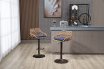 COOLMORE Swivel Bar Stools Set of 2 Adjustable Counter Height Chairs with Footrest for Kitchen, Dining Room 2PC/SET