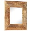 Hand-Carved Mirror 19.7"x19.7"x4.3" Solid Mango Wood