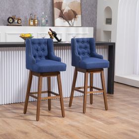 COOLMORE Bar Stools Set of 2 Counter Height Chairs with Footrest for Kitchen, Dining Room And 360 Degree Swivel (Color: as Pic)