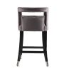 Suede Velvet Barstool with nailheads Dining Room Chair 2 pcs Set - 26 inch Seater height